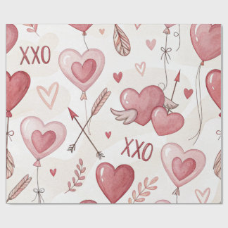 Papel De Regalo Playful Heart Balloons XOXO Valentine