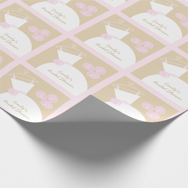 Papel De Regalo Plaza de la "ducha de novia" beige boda (Esquina)