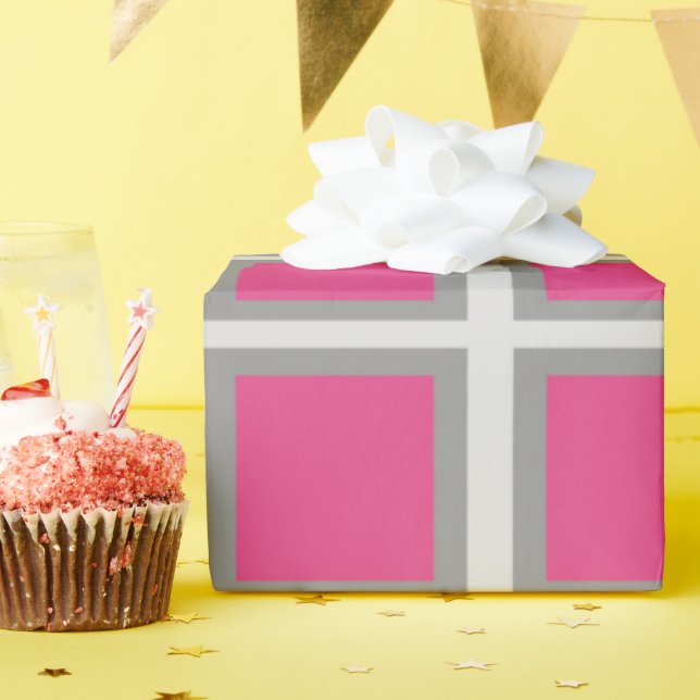 Papel De Regalo Plaza rosa y plateado (Fiesta de cumpleaños )