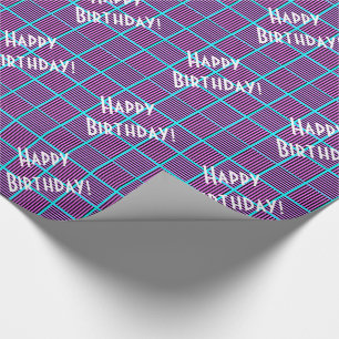 Papel De Regalo Plazas de color arándano y uva Feliz cumpleaños