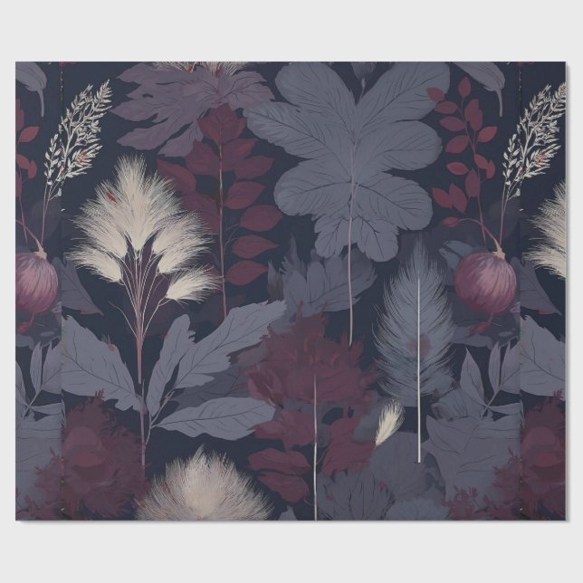 Papel De Regalo Plum Fig & Pampas Grass Seamless Autumn (Superficie plana)