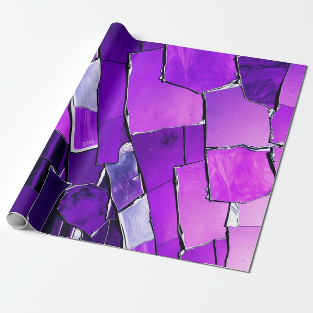 Papel De Regalo Plum Noir Glitch Glam Metallic Texture (Desenrollado)