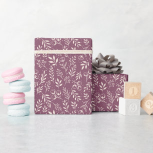 Papel De Regalo Pluma acolchada de patrón botánico - Rollo de pape