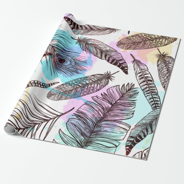 Papel De Regalo Pluma de pavo real (Desenrollado)