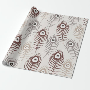 Papel De Regalo Pluma de pavo real dibujada a mano minimalista