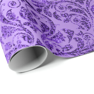 Papel De Regalo Pluma violeta de maleza real de Damask