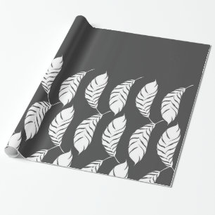 Papel De Regalo Plumas dibujadas mano modernas del gris y del