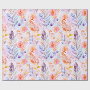 Papel De Regalo Plumas y flores de Boho