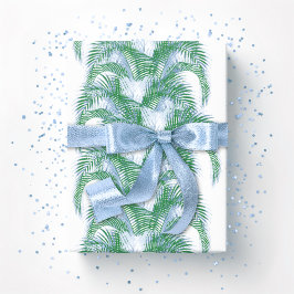 Papel De Regalo Plume Palm Fronds in Blue and Green