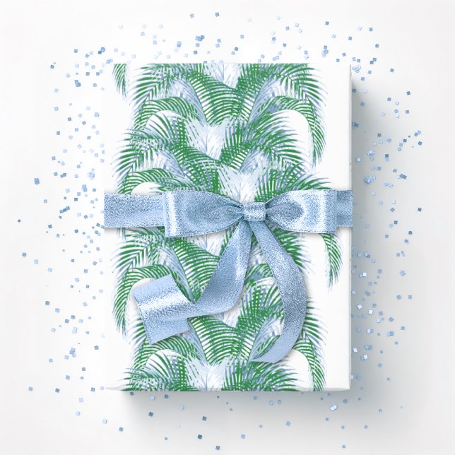 Papel De Regalo Plume Palm Fronds in Blue and Green (Subido por el creador)