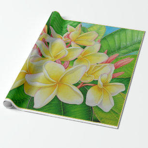 Papel De Regalo Plumeria hawaiano
