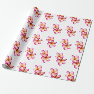 Papel De Regalo Plumeria rosa