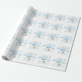 Papel De Regalo Podemos Esperar El Baby Shower Azul