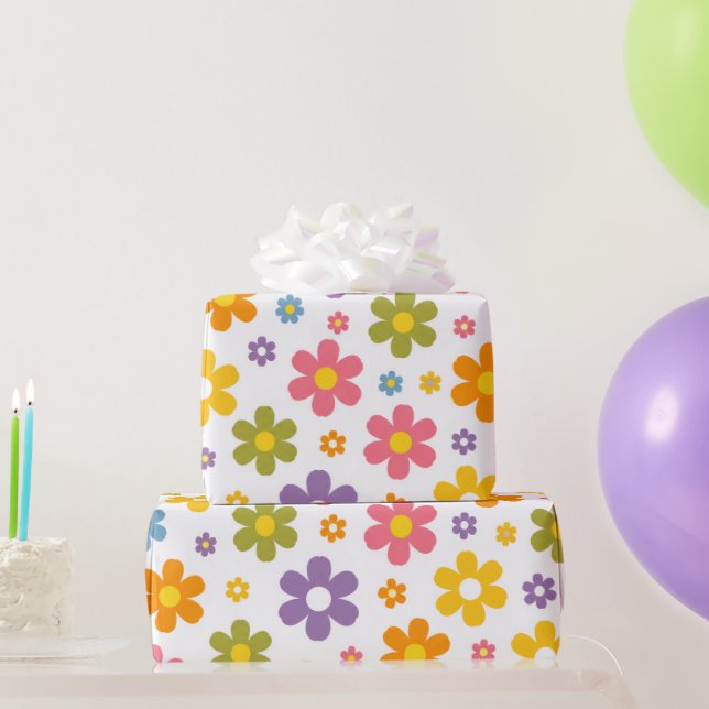 Papel De Regalo Poder Floral Groovy (Regalos de fiesta)
