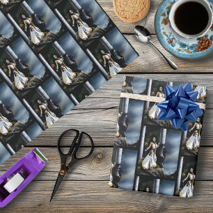 Papel De Regalo Poderosa Hechicera de Fantasía Guardiana del Dragó
