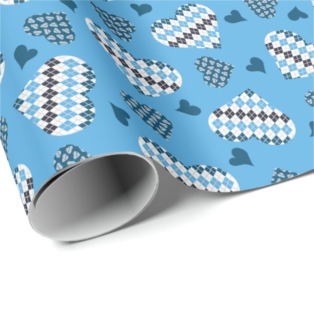 Papel De Regalo Poh Argyle Hearts (Esquina del rollo)