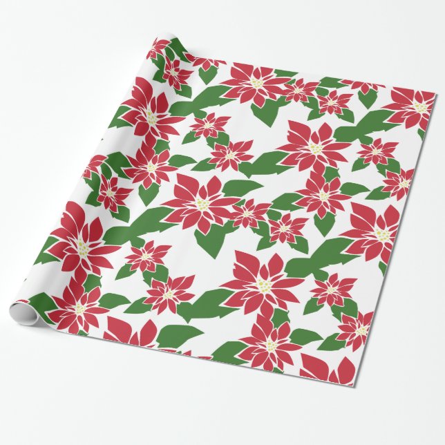 Papel De Regalo Poinsettia (Desenrollado)
