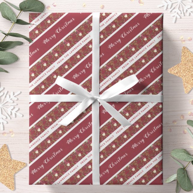 Papel De Regalo Poinsettia Botánica Personalizada Feliz Navidad (Subido por el creador)