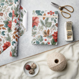 Papel De Regalo Poinsettia Christmas Wrapping Paper