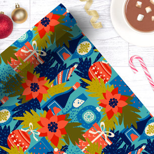 Papel De Regalo Poinsettia de vino moderno de Navidad