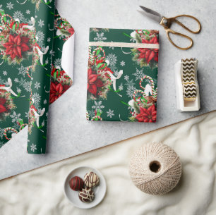 Papel De Regalo Poinsettia floral navideña festiva