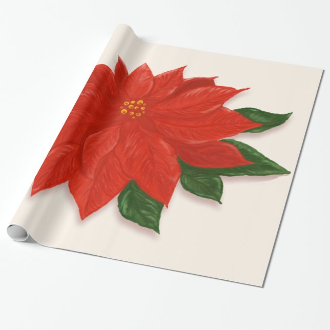 Papel De Regalo Poinsettia rojo grande (Desenrollado)