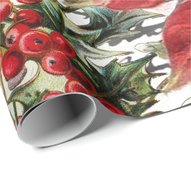 Papel De Regalo Poinsettia y holly (Esquina del rollo)