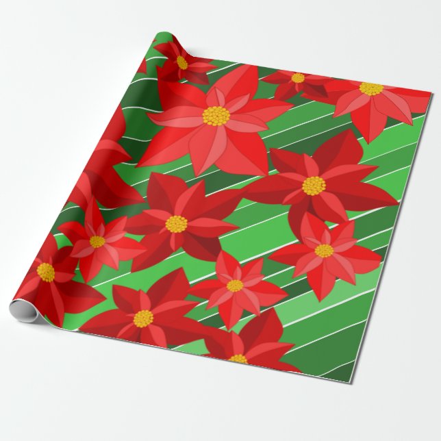 Papel De Regalo Poinsettias (Desenrollado)