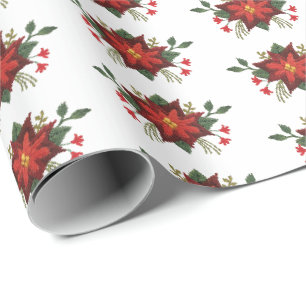 Papel De Regalo Poinsettias de efecto apoderado y personalizado ho