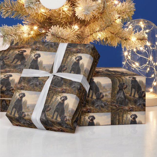 Papel De Regalo Pointer Alemán de Pelo Cargado (Vacaciones)