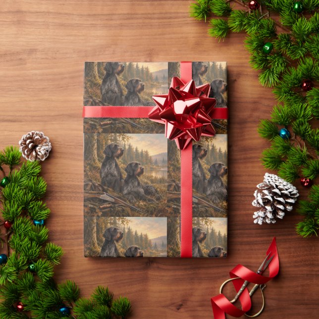 Papel De Regalo Pointer Alemán de Pelo Cargado (Regalo de vacaciones)