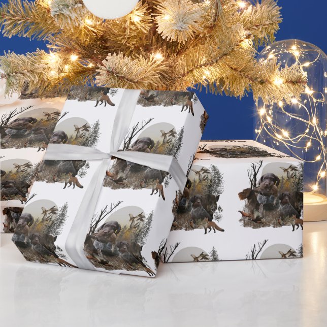 Papel De Regalo Pointer de pelo duro alemán (Vacaciones)