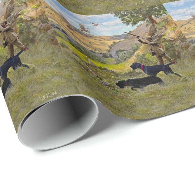 Papel De Regalo Pointer de pelo duro alemán (Esquina del rollo)