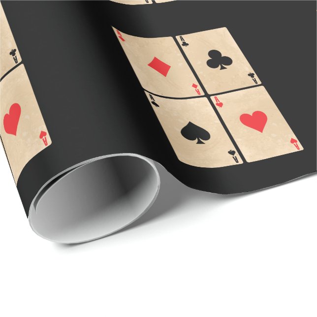 Papel De Regalo Poker Karten Ässer Karo Herz Pik Kreuz (Esquina del rollo)