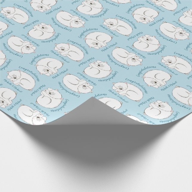 Papel De Regalo Polar Bear Baby Shower Winter Boy Blue (Esquina)