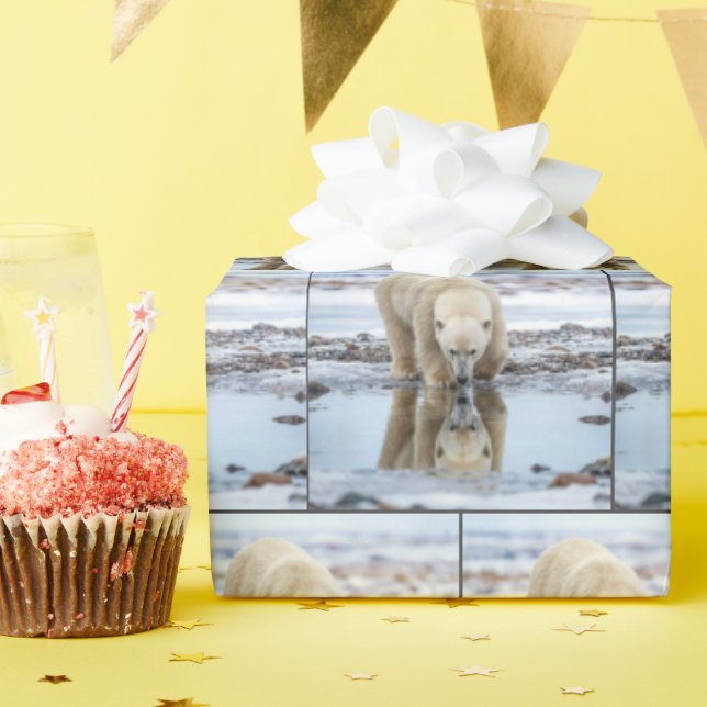 Papel De Regalo Polar Bear Looking at its Reflection (Fiesta de cumpleaños )