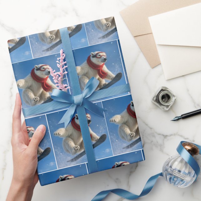 Papel De Regalo Polar Bear Mid-air on a Snowboard (Regalar)