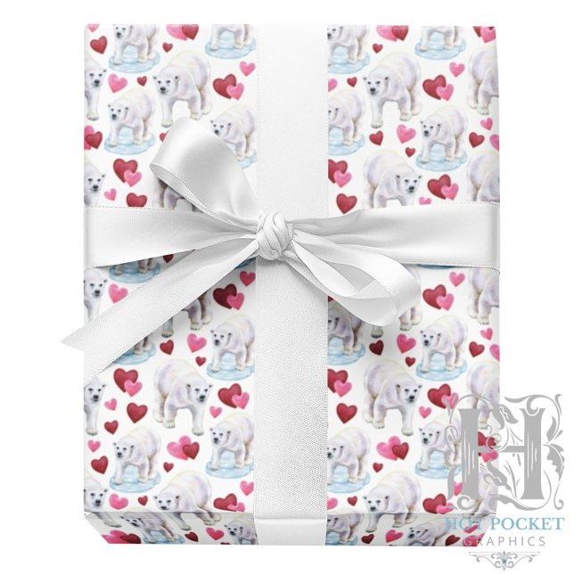 Papel De Regalo Polar Bear Valentine Gift Wrapping Paper - White (Subido por el creador)