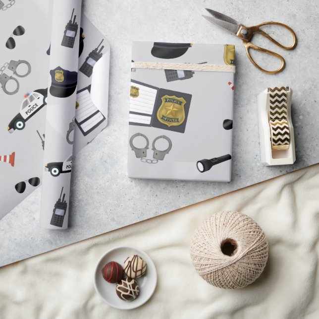 Papel De Regalo Police Themed Policeman Cop Pattern (Artesanía)