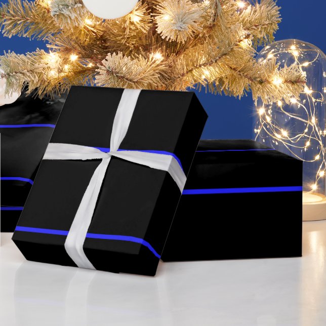 Papel De Regalo Policía de aplicación de la ley delgada línea azul (Vacaciones)