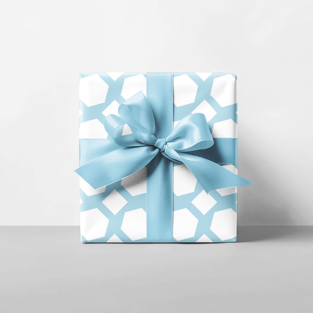 Papel De Regalo Polígonos blancos y azules claros (Light Blue and White Polygons Wrapping Paper)