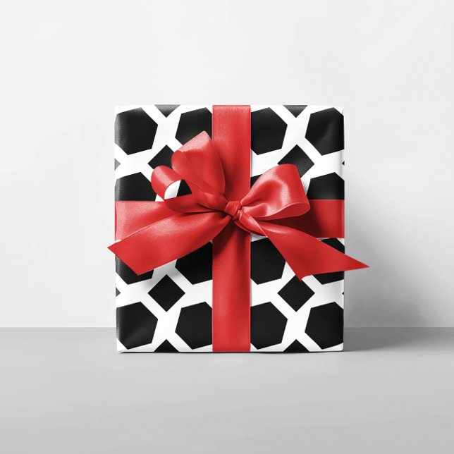 Papel De Regalo Polígonos blancos y negros (White and Black Polygons Wrapping Paper)