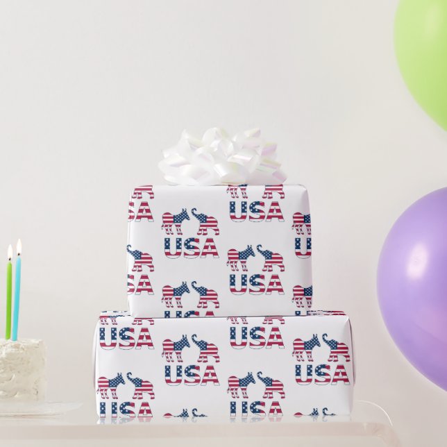 Papel De Regalo Política de elefantes republicanos en burro demócr (Regalos de fiesta)