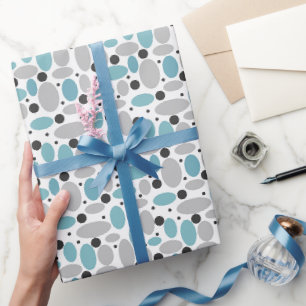 Papel De Regalo polka azul frijol gris punto patrón retro decoraci
