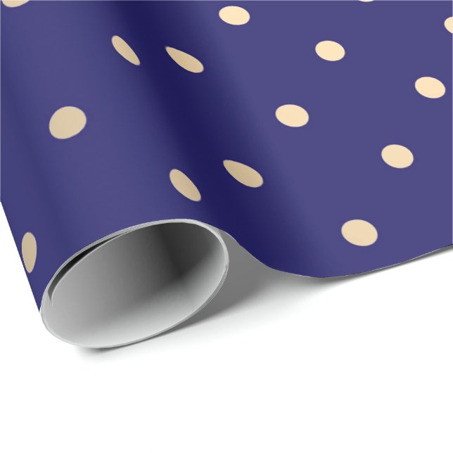 Papel De Regalo Polka Big Dots Blue Navy Foxier Gold Ivory (Esquina del rollo)