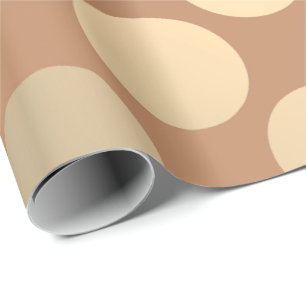 Papel De Regalo Polka Big Dots Brown Beige Foxier Gold Ivory