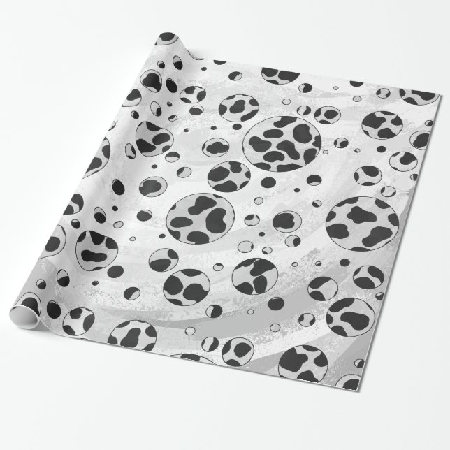 Papel De Regalo Polka dálmata negro y blanco (Desenrollado)