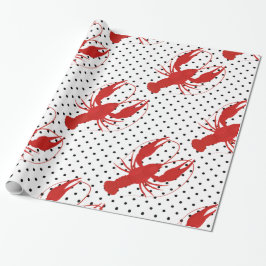 Papel De Regalo polka de langosta roja puntiaguda blanco