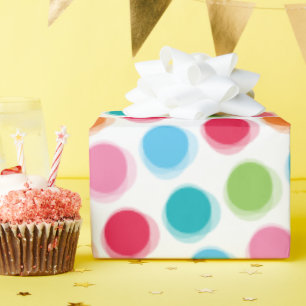 Papel De Regalo Polka divertida y colorida retro marca el cumpleañ