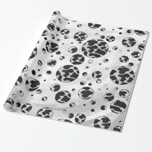 Papel De Regalo Polka Dot Cow impresión en blanco y negro